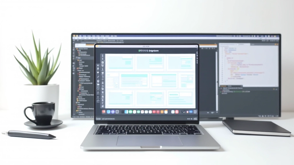 Werkzeuge und Software-Logos: Figma, Bootstrap, VS Code, und eine Browser-Raster-Visualisierung, arrangiert auf minimalistischem Hintergrund