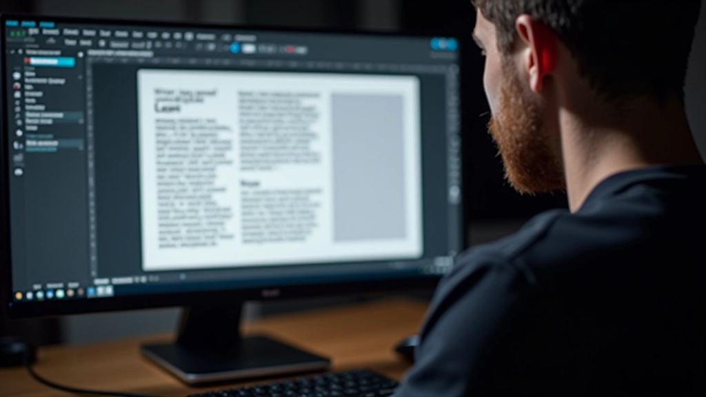 Typografische Hierarchie und Abstandssystem in Design-Software auf Monitor