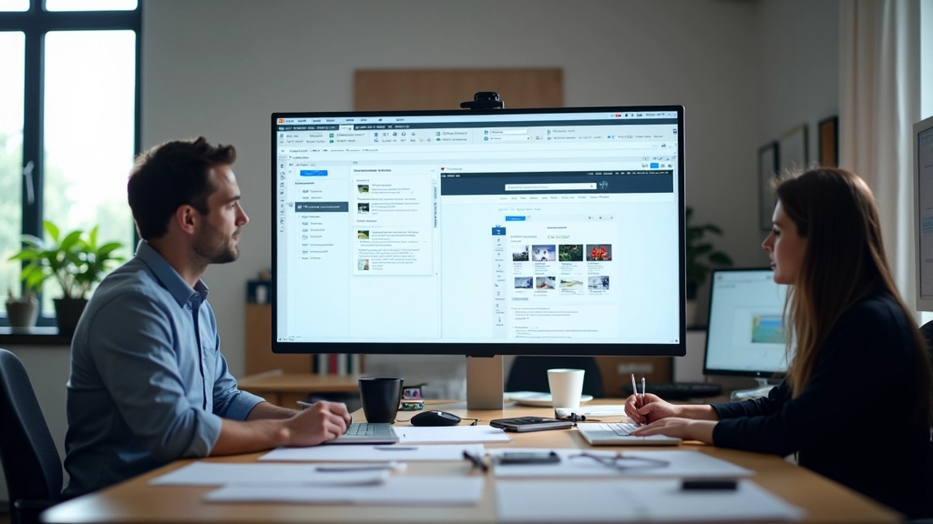 Moderner Design-Arbeitsplatz mit Grid-Layout-Displays und Card-Design-Systemen