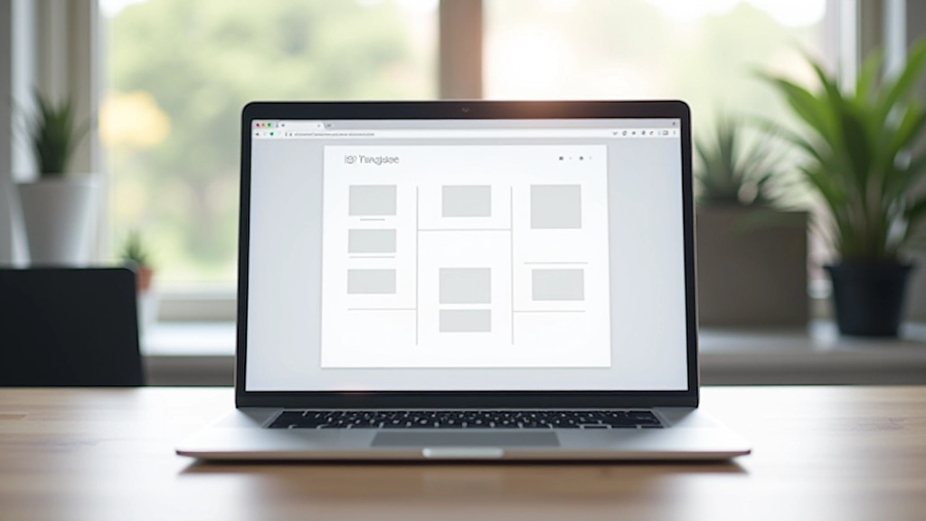 Modernes Web-Design mit symmetrischem Rasterlayout auf Computerbildschirm, geometrische Muster