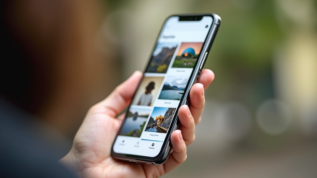Masonry-Galerie auf Smartphone mit verschiedenen Bildhöhen und angeordneten Fotos