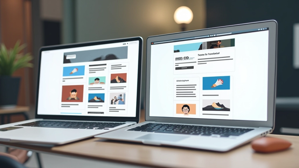 Vergleich von chaotischem Layout ohne Raster und strukturiertem Layout mit Zwölf-Spalten-Raster